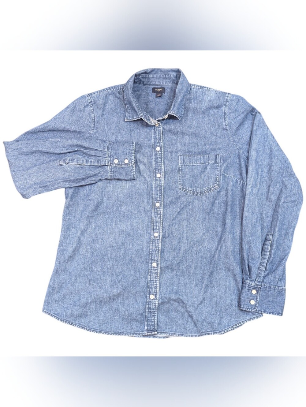 J.Crew Denim Long Sleeve Button-up Shirt Women's Size Large Autumn Preppy Wester